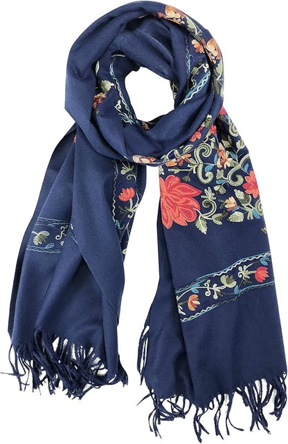 Urban CoCo Women's Embroidered Tassel Long Shawl Oversize Scarf Wraps for Women