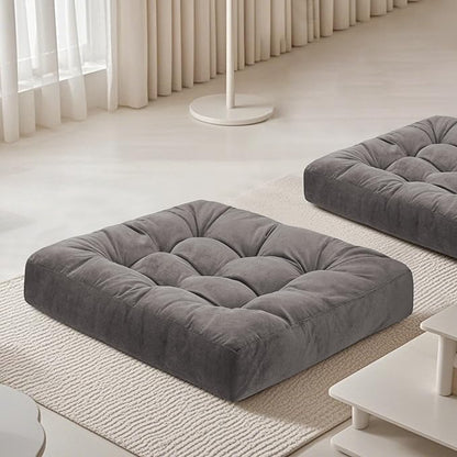 Meditation Floor Pillow 22×22 Inch 2 Pack Large Floor Cushions for Adults Square Tufted Corduroy Floor Pillows for Yoga Living Tatami Room Grey