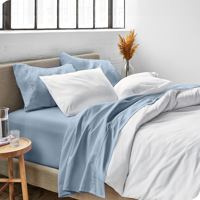 Bare Home California King Sheet Set - 1800 Ultra-Soft Microfiber Bed Sheets - Double Brushed - Deep Pockets - Easy Fit - 4 Piece Set - Bed Sheets (Cal King, Dusty Blue)