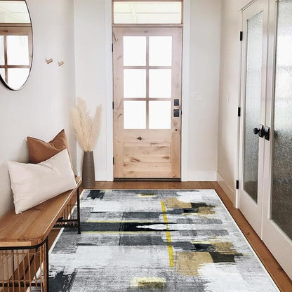Runner Rug Washable 2x6 FT, Non Slip Rubber Backing Abstract Carpet, Soft Area Rugs for Bedroom Kitchen Hallway Entryway Bathroom, Customized