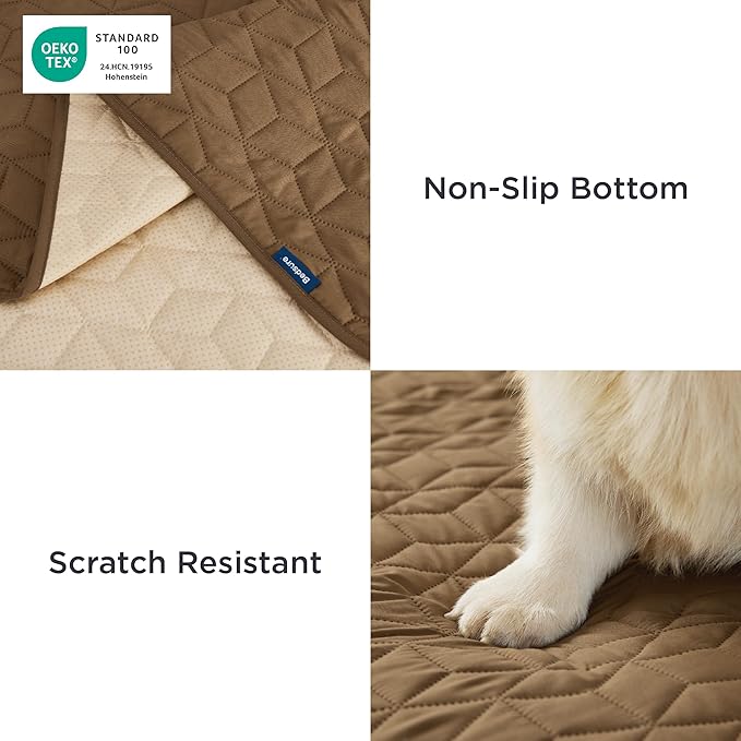 Bedsure 100% Waterproof Couch Cover for Dogs Washable - Non Slip Waterproof Dog Blanket for Couch Sofa, Lightweight Furniture Protector Durable for Pet Cat Puppy with Non-Slip Bottom, Brown, 40x50IN