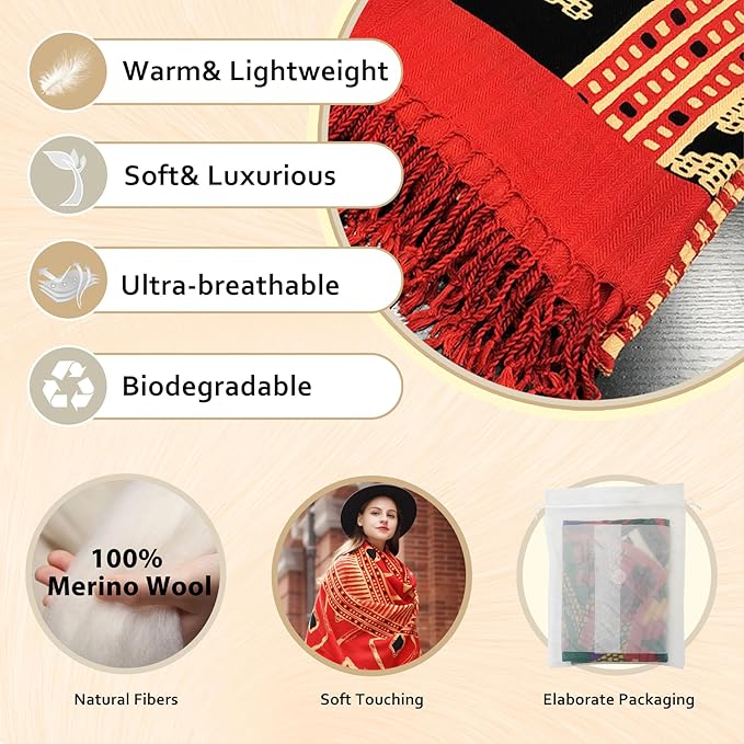 DANA XU 100% Merino Wool Pashmina Shawl for Women 96"x43", Oversized Cashmere Wrap with Tassels, Floral Travel Blanket Cape