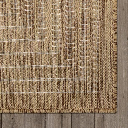 Adiva Rugs Outdoor Indoor Area Rug, Weather Resistant, Easy to Clean, Stain Resistant Floor Mat for Dining Room, Backyard, Deck, Patio (Wooden, 8' x 10')