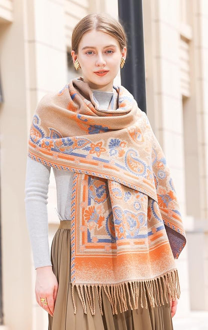 Wander Agio Warm Fashion Scarf Long Shawl Large Blanket Winter Wraps Scarves for Women Cashmere Jacquard Vintage Paisley