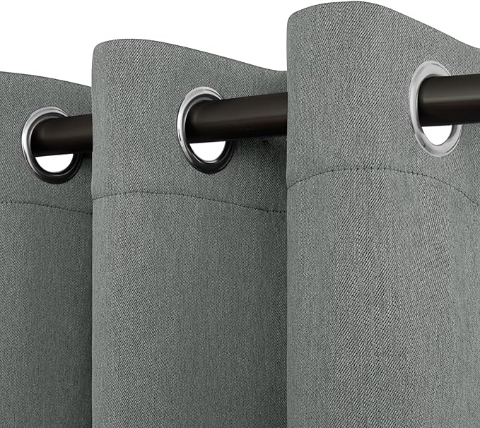 Easy-Going Linen Look Blackout Curtain Grommet Window Curtain Drapes for Bedroom, Living Room Thermal Insulated Room Darkening (2 Panels, 38x45 Inch, Grey)