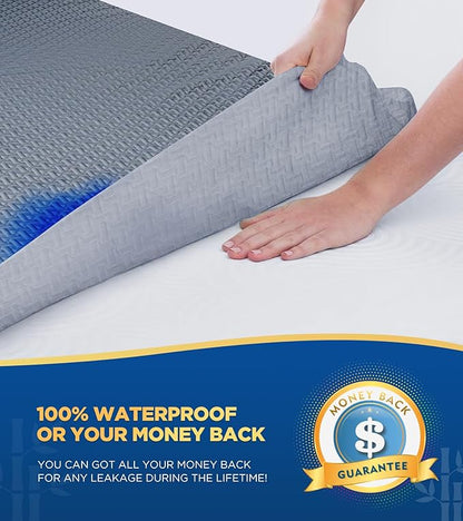 Premium 100% Waterproof Twin XL Mattress Protector, Breathable Cooling 3D Air Fabric Mattress Cover, Hypoallergenic Noiseless Bed Cover Vinyl Free, 8-21'' Deep Pocket (Gray)