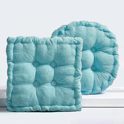 Large Square and Round Floor Cushions for Adults 2 Pack Meditation Floor Pillow Sky Blue Corduroy Floor Seat Pillows Cushion for Living Room Balcony Tatami Yoga,18x18 Inch