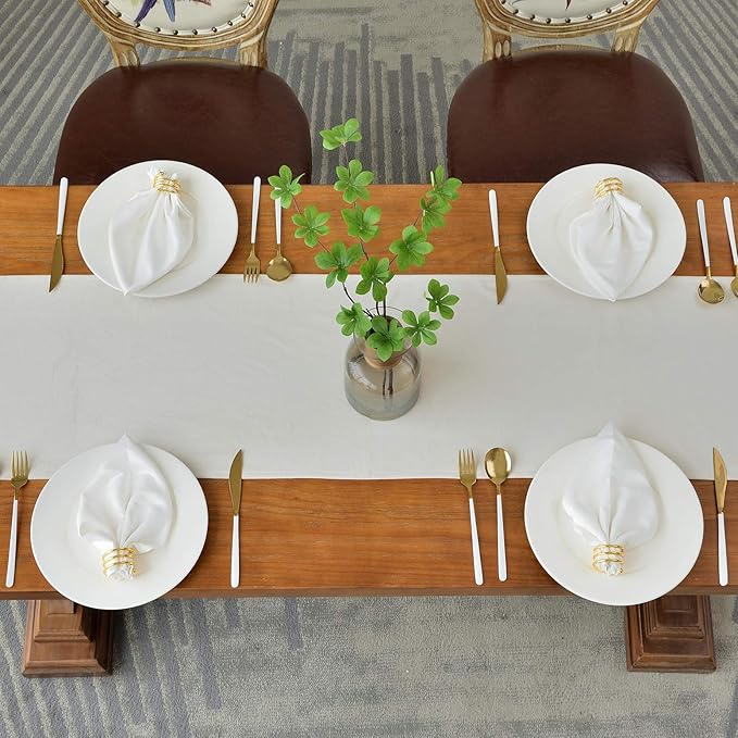 BALCONY & FALCON Velvet Table Runner 14"x71" Ivory Luxury Machine Washable Farmhouse Vintage Runner for Table Dining, Party, Wedding, Birthday, Easter, Thanksgiving & Christmas & Home Décor
