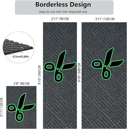 jxgzyy Commercial Hallway Runner Rugs 3'11" x 9'10", Non-Slip Indoor Outdoor Doormat, Heavy Duty Floor Mat for Entrance, Porch, Patio, Garage, High Traffic Area, Dark Grey