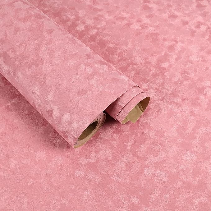 Coral Pink Drawer Liner Self Adhesive Velvet Flocking Liner for Jewelry Box Thick Felt Fabric Roll Soft Pink Velvet Wallpaper Peel and Stick for Cabinets Dressers Shelf Liners 15.7"x118"