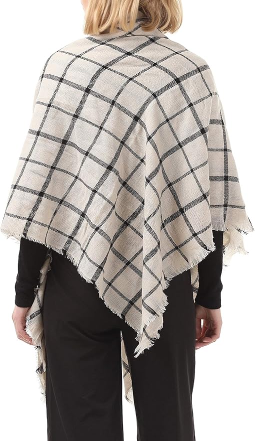 American Trends Women's Cozy Warm Winter Fall Blanket Scarf Stylish Soft Chunky Checked Giant Scarves Shawls