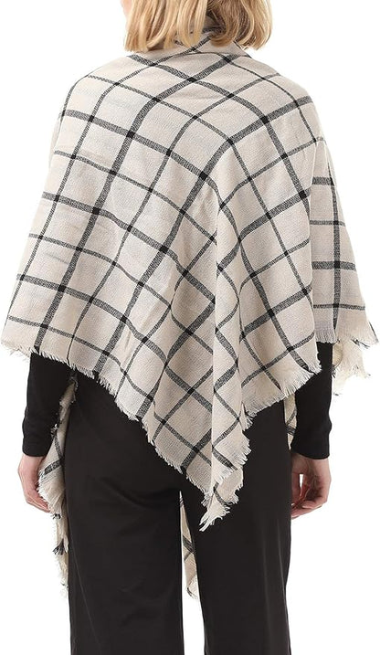 American Trends Women's Cozy Warm Winter Fall Blanket Scarf Stylish Soft Chunky Checked Giant Scarves Shawls