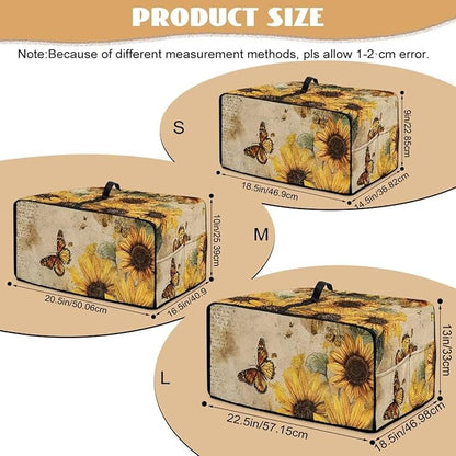 Microwave Oven Dust Cover Dust-Proof Sturdy Microwave Oven Cloth Cover Waterproof Kitchen Appliance Protector Suitable for Most Microwave Ovens, Vintage Sunflower Butterfly Letter Print, M