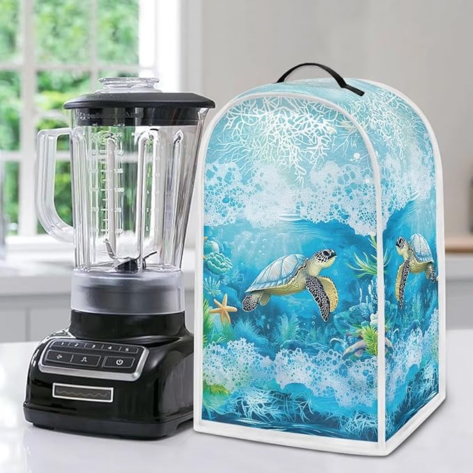 Talayituse Turtle Starfish Coral Print Blender Dust Cover, Fingerprint Protection Cover for Stand Mixer or Coffee Machine, Home Kitchen Appliance Covers for Stain Dust Resistant Supplies