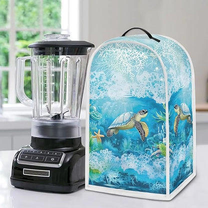 Talayituse Turtle Starfish Coral Print Blender Dust Cover, Fingerprint Protection Cover for Stand Mixer or Coffee Machine, Home Kitchen Appliance Covers for Stain Dust Resistant Supplies