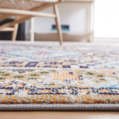 SAFAVIEH Madison Collection Area Rug - 5'3" x 7'6", Orange & Beige, Boho Diamond Distressed Design, Non-Shedding & Easy Care, Ideal for High Traffic Areas in Living Room, Bedroom (MAD418P)