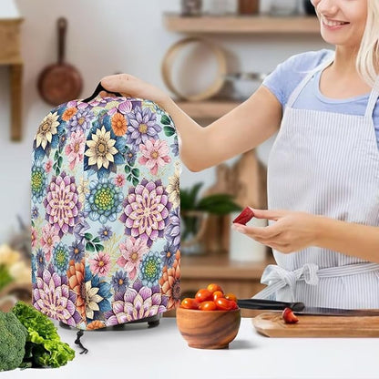 Boho Mandala Flower Blender Dust Cover with Drawstring Field Stand Mixer or Coffee Maker Cover Anti Fingerprint Polyester Appliance for Home Kitchen Decor