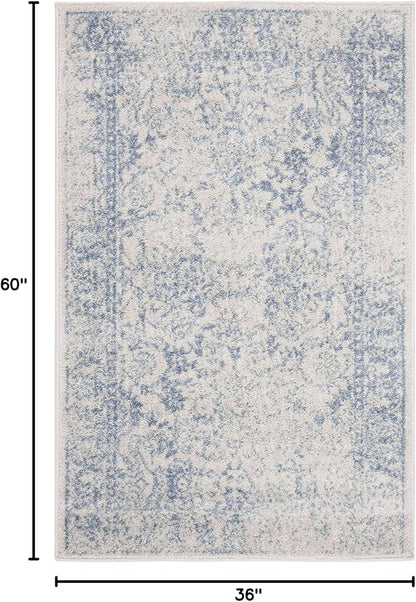 SAFAVIEH Area Rug 3x5 - Adirondack Collection - Ivory & Light Blue, Distressed Vintage Floral Design, Non-Shedding & Easy to Clean, Ideal for Living Room, Bedroom, Dining Space (ADR109L)