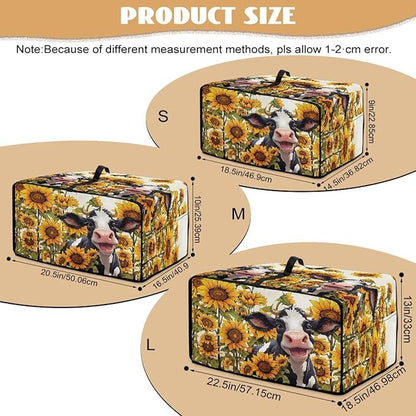 Countertop Convection Oven Cover Dust Protection Air Fryer Toaster Oven Covers with Side Pockets, for Home Kitchen Decor, S, 14.5 x 18.5 x 9 Inches, Cute Cow Sunflower