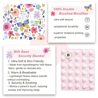 Viviland Toddler Nap Mat, Rolled Sleeping Mats with Pillow and Minky Dot Blanket for Girls, Kids Slumber Bag Nap Mat for Preschool, Daycare, Kindergarten, Travel Camping - Butterfly Garden