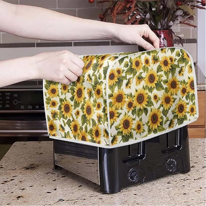 ZFRXIGN Sunflower Toaster Covers 4 Slice Toaster Cover for Home Kitchen Decor Accessories Toaster Oven Cover Washable Small Appliance Covers with Top Handle Yellow
