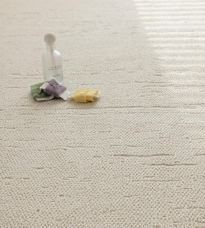jxgzyy Beige Area Rug 5x7, 0.36'' Thick Low Pile Textured Rug, Modern Aesthetic Home Décor for High Traffic Area, Stain-Resistant Kitchen Rug with Non-Slip Backing