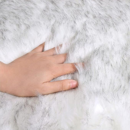 uxcell Heart Shaped Rugs for Bedroom,Small Aesthetic Carpet Girls,Cute Shaggy Floor Mirror Mat,Pastel Furry Throw Rug 2.3ftx3ft, White and Black