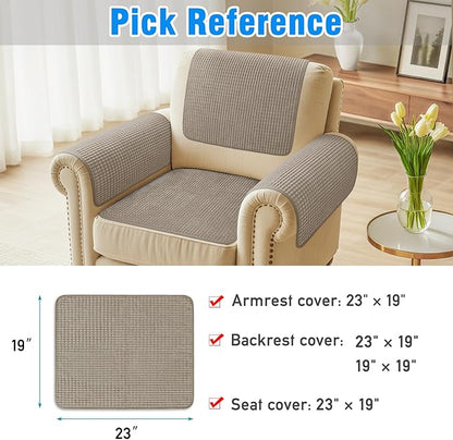 Couch Arm Covers, Sofa Arm Covers, Waterproof Armrest Cover for Sofa, Armchair, Loveseat, Headrest Cover, Non-Slip Recliner Arm Cover, Arm Chair Covers Set of 2 (Brown, 23"×19")