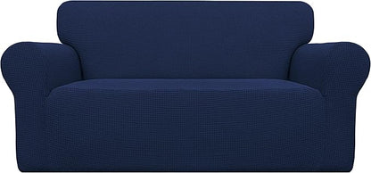 Easy-Going Stretch Oversized Loveseat Slipcover 1-Piece Sofa Cover Furniture Protector Couch Soft with Elastic Bottom for Kids Polyester Spandex Jacquard Fabric Small Checks Navy