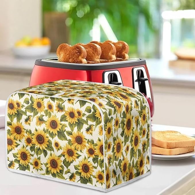 ZFRXIGN Sunflower Toaster Covers 2 Slice Toaster Cover for Home Kitchen Decor Accessories Toaster Oven Cover Washable Small Appliance Covers with Top Handle Yellow