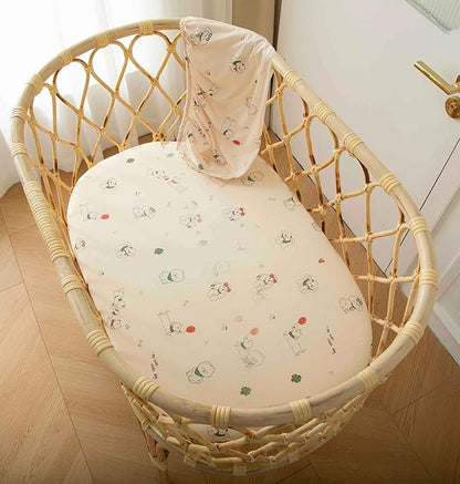 SDY Dog Bassinet Sheets Boys Girls,Fit for Rectangle, Round, Oval, Hourglass Mattress, Flexible for Different Bassinet Pad/Mattress 2 Pack 32 * 16 * 4 inches (Dog)