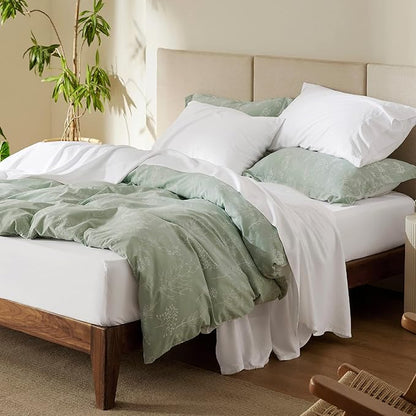 Bedsure Cooling Sheets Twin, Rayon Derived from Bamboo, Cooling Sheets, Breathable & Soft, Deep Pocket Up to 16 Inches, Hotel Luxury Silky Bedding for Hot Sleepers, White