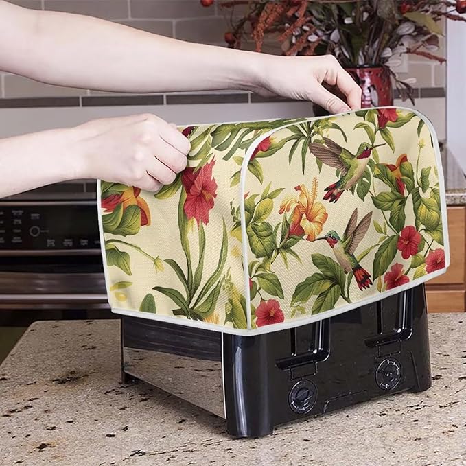 Hummingbird Dust Cover for Kitchen Blender, Toaster, Bread Maker & More - Washable, Flower Print, Dustproof Appliance Protection Accessory