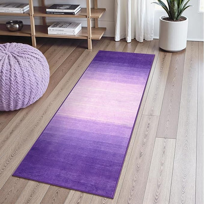 Wonnitar Washable Purple 2x6 Runner Rug, Non-Skid Modern Ombre Bathroom Runner, Non-Shedding Soft Low Pile Laundry Room Rug Contemporary Carpet Runner for Bath Kitchen Hallway (Purple, 2'x6')