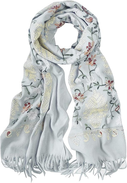 Urban CoCo Women's Embroidered Tassel Long Shawl Oversize Scarf Wraps for Women
