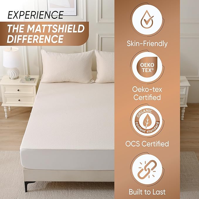 Deluxe Cooling Waterproof Organic Mattress Protector Full - Organic Cotton Percale Breathable Mattress Pad Cover - Naturally Cool for Hot Sleepers – Soft Natural Comfort