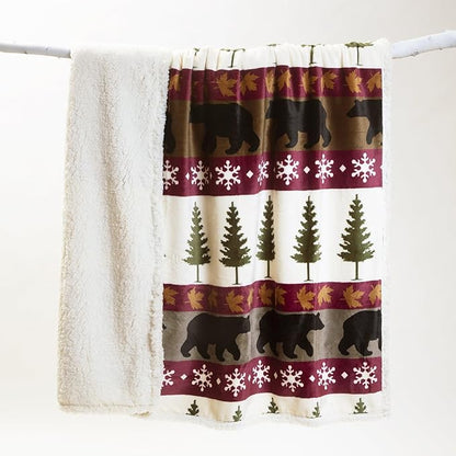 CARSTENS, INC. Ultra Premium Super Soft Plush Sherpa Fleece Oversized Throw Blanket 54" x 68", Tall Pine