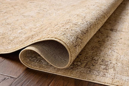 Loloi Chris Loves Julia Palma Collection PLM-10 Wheat/Bark 2'-7" x 10'-0" Fringe Runner Rug Vintage Style Boho Living Room Bedroom Carpet