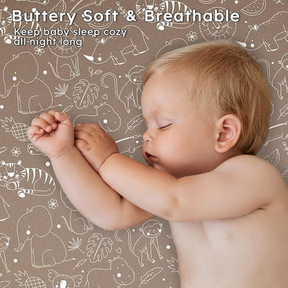 Baby Crib Sheets for Boys Girls Neutral, 2 Pack Crib Mattress Sheet for Standard Crib and Toddler Mattress, Super Soft Breathable Fitted Crib Sheet, 52" x 28"