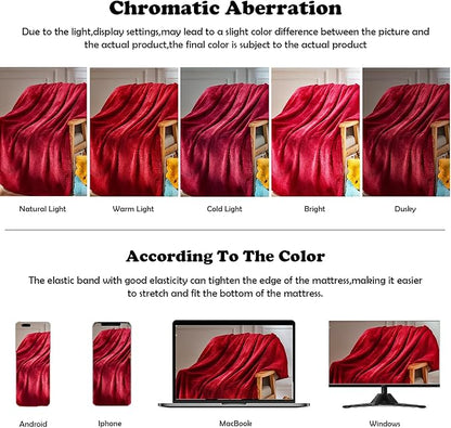 NEWCOSPLAY Super Soft Twin Blanket Red Premium Silky Flannel Fleece Leaves Pattern Lightweight Bed Blanket All Season Use (Red, Twin(60"x80"))
