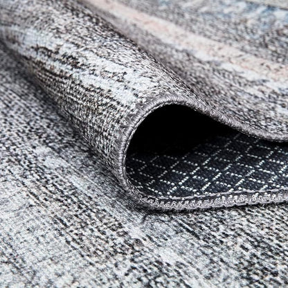 Bloom Rugs Washable Non-Slip 12 ft Runner - Gray/Blue/Blush Modern Abstract Runner for Entryway, Hallway, Bathroom, and Kitchen - Exact Size: 2.5' x 12'