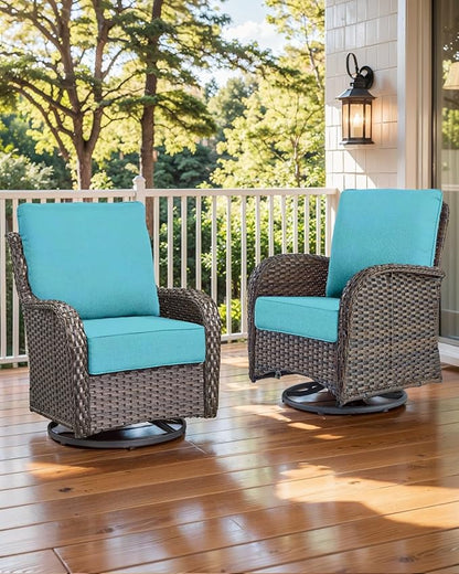 Luxury 22x24/22x25 6-Inch Outdoor Cushions for 5 Peice Patio Furniture Set - Set of 5 Water-Resistant Pillow for Dining Rocking Swivel Chairs Loveseat Couch Sectional Sofa - Turquoise