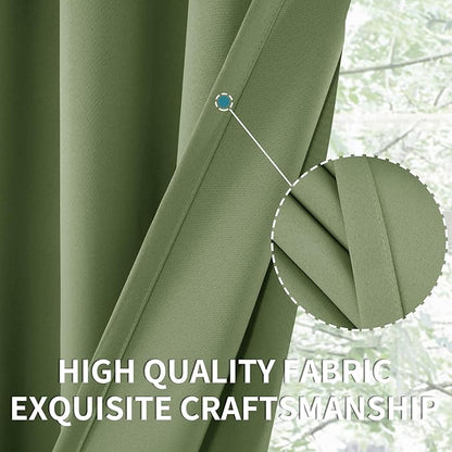 BGment Olive Green Short Blackout Curtains 36 Inch Length for Kitchen Window - Rod Pocket Thermal Insulated Small Room Darkening Drapes for Bedroom Basement RV Privacy, 42 x 36 Inch, 2 Panels