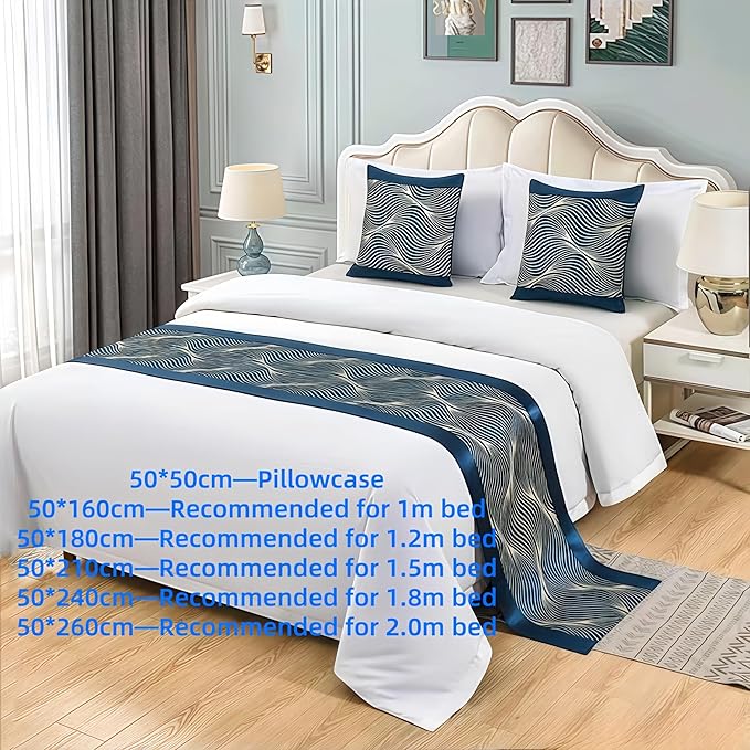 Bed Runner for Guest Room，Luxury Bed Runner，Wedding Bed Runner，Embroidered Bed Runner，Breathable Washable，Hotel Decor，Bed Decorations ，for Home Hotel Decorations(F,50 * 180cm)