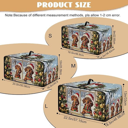 Convection Oven Dust Cover with Storage Pockets, Protective Smart Oven Cover for Kitchen Countertop for Christmas Holiday Party, S, 14.5 x 18.5 x 9 Inches, Dachshund Dog Christmas Tree