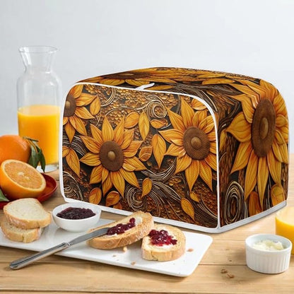 Vintage Sunflowers Printed Toaster Cover, Universal 4 Slice Oven Cover Appliance Cover Toaster, Dustproof Protector Broiler Organizer Bag, Small Kitchen Appliance, BAX-P58-7-AA6-10