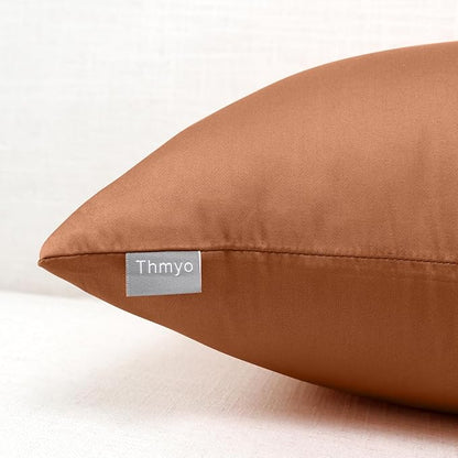 Thmyo 4-Pack 100% Cotton Comfortable Solid Decorative Throw Pillow Case, Square Cushion Cover Pillowcase Sublimation Blank Pillow Covers DIY Throw Pillowcase for Sofa(18x18 inch/ 45x45cm,Rust)