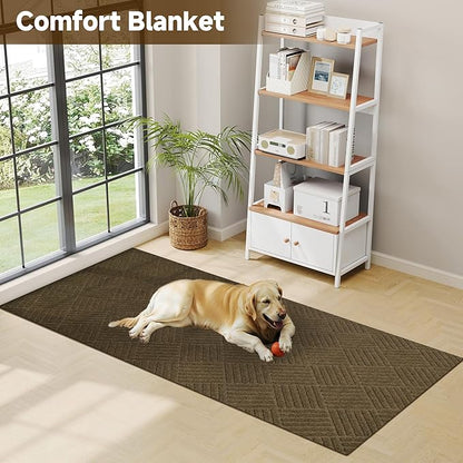 jxgzyy Runner Rug 3'11" x 9'10", Commercial Front Door Mat, Heavy Duty Indoor Outdoor Doormat, Outdoor Mats for Entrance, Non-Slip Entry Mat for High Traffic Area