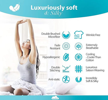 DREAMCARE Twin XL Sheet Sets – 3pcs Cooling Sheets – up to 15” Deep Pocket Twin XL Sheets Set – Hotel Luxury Sheets & Pillowcases – Superior Softness 100% Fine Microfiber with Side Pocket – Ivory