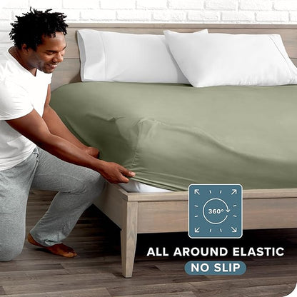 Fitted Bottom Sheet Twin XL Size - Premium 1800 Microfiber - Ultra-Soft Hotel Luxury - Deep Pocket - Durable and Long Lasting - Extra Long Fitted Sheet (Twin XL, Sage)